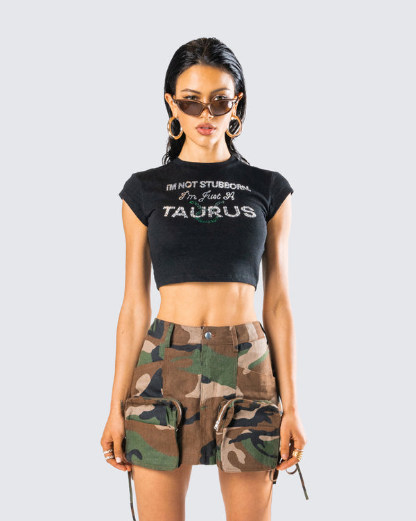 Finesse Amity Black Taurus Graphic Top