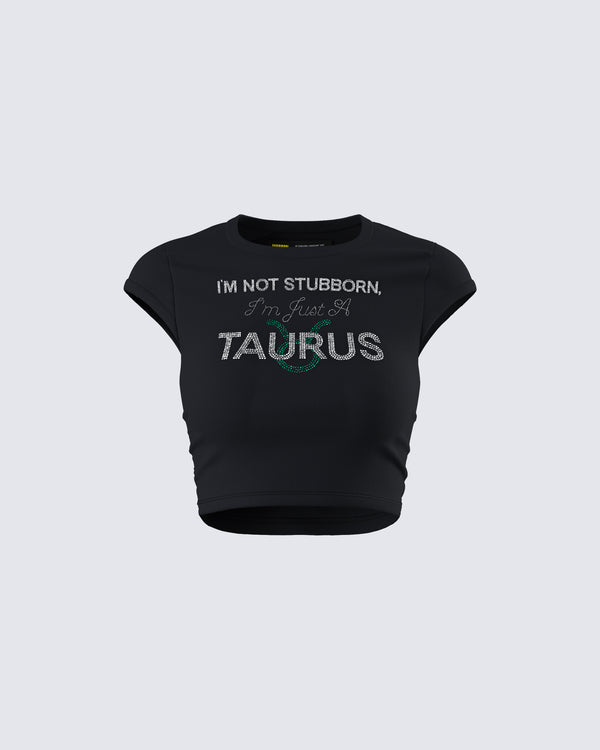 finesse Amity Black Taurus Graphic Top