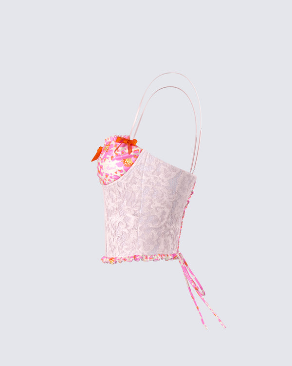 Finesse Ana Multi Floral Lace Bustier Top