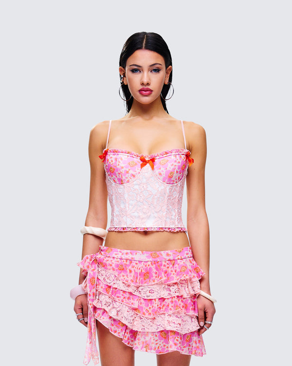 Finesse Ana Multi Floral Lace Bustier Top