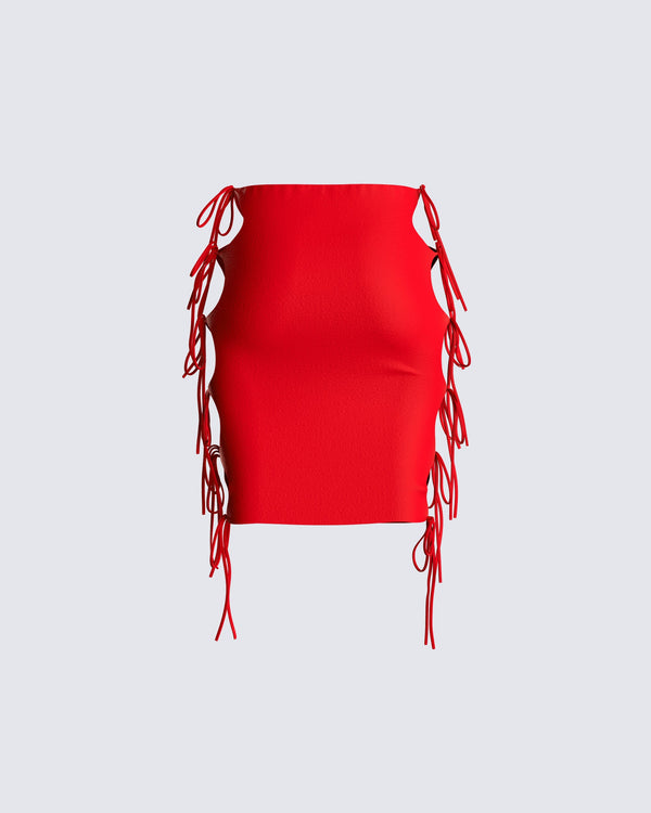 Finesse Anastasia Red Cutout Skirt