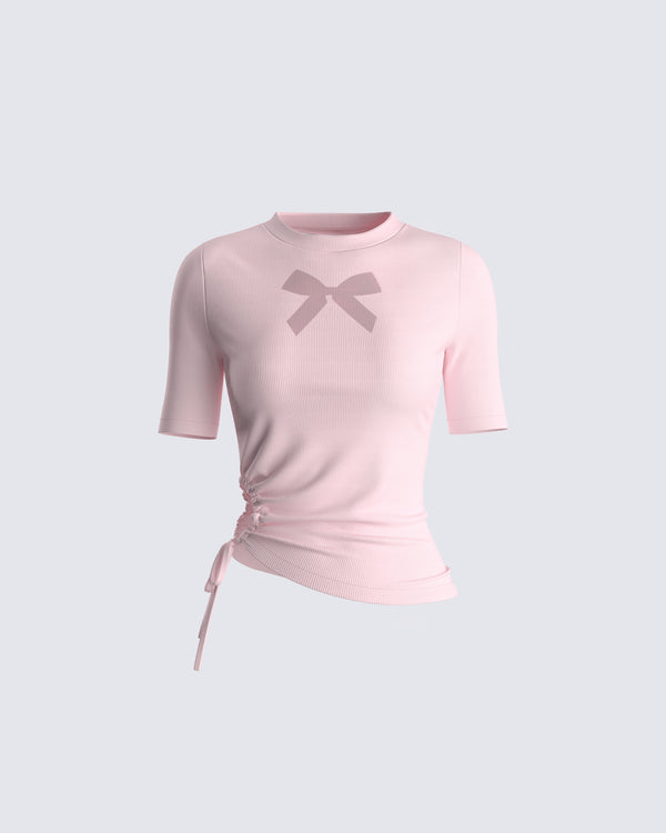finesse Anaya Pink Bow Graphic Tee