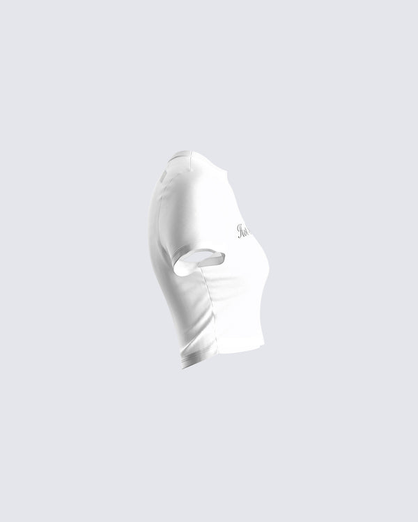 Finesse Anela White Jersey Graphic Top