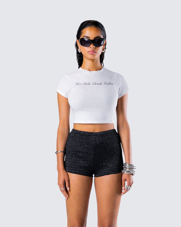Finesse Anela White Jersey Graphic Top