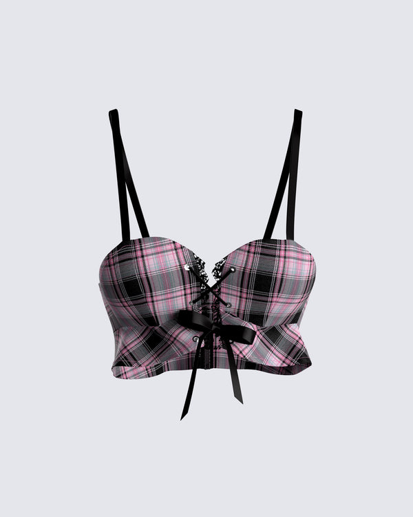 finesse Angel Plaid Crop Top