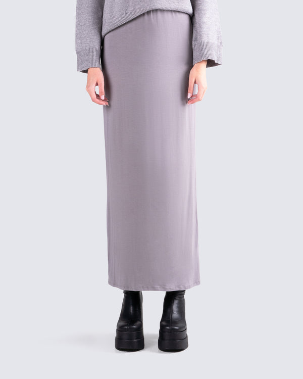 Finesse Angela Grey Jersey Maxi Skirt
