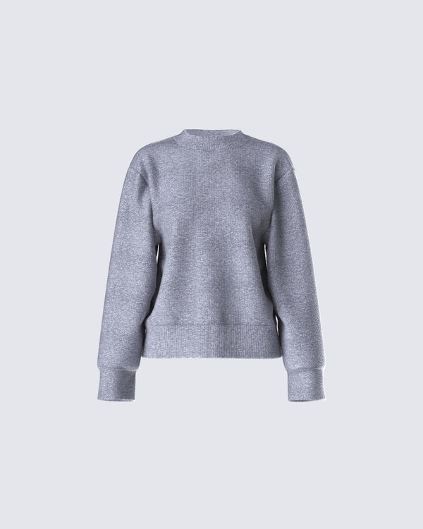 finesse Angela Grey Sweater Knit Top