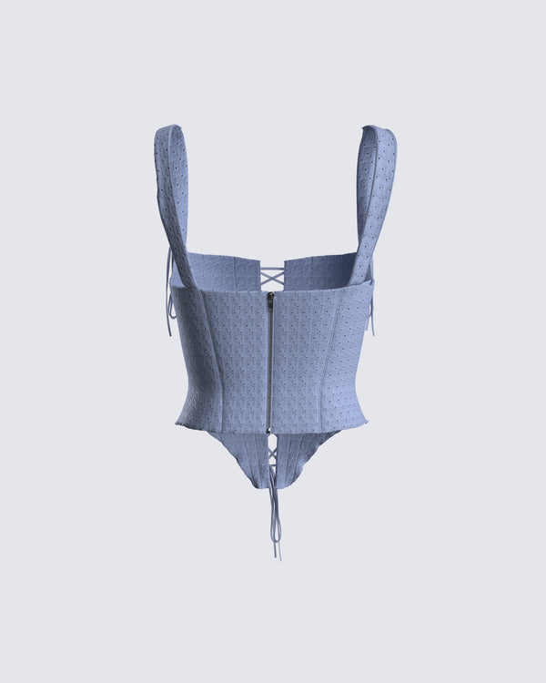 Finesse Anilah Baby Blue Eyelet Top