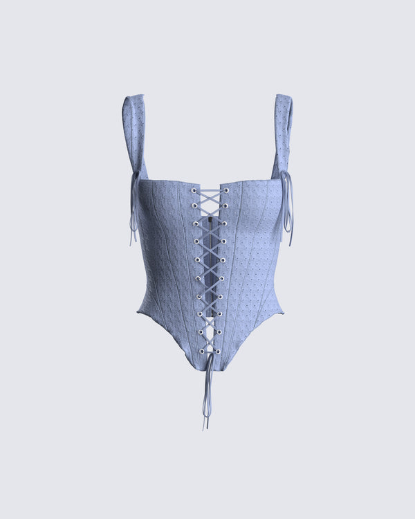 finesse Anilah Baby Blue Eyelet Top