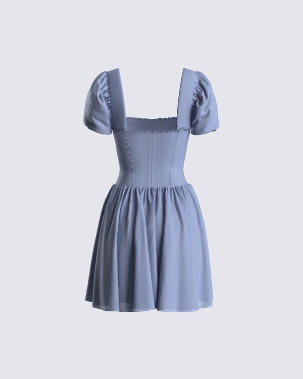 Finesse Anilah Baby Blue Poplin Mini Dress
