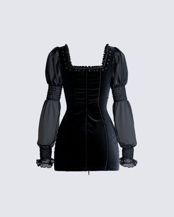 Finesse Anja Black Velvet Mini Dress