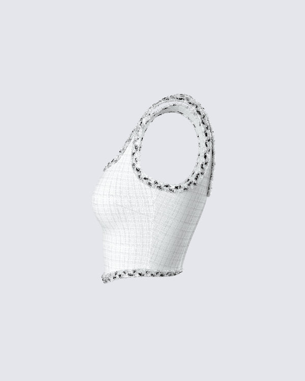 Finesse Anjali Ivory Tweed Bustier Top