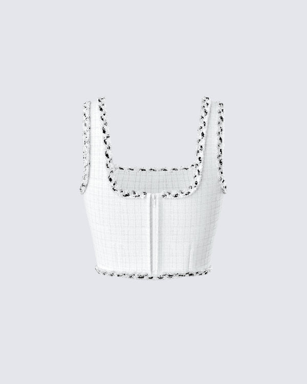 Finesse Anjali Ivory Tweed Bustier Top