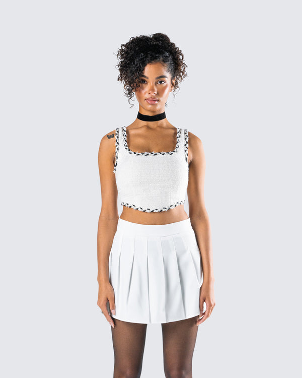 Finesse Anjali Ivory Tweed Bustier Top