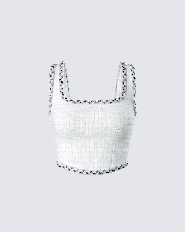 finesse Anjali Ivory Tweed Bustier Top
