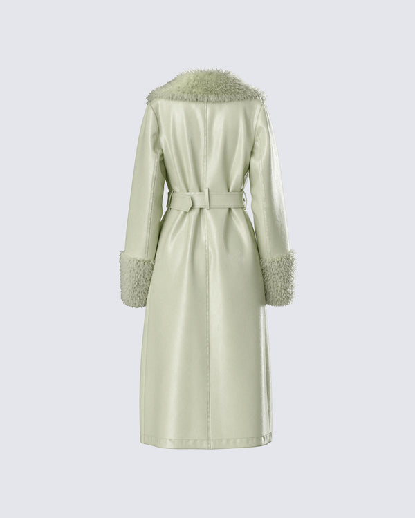 Finesse Anna Sage Vegan Leather Coat