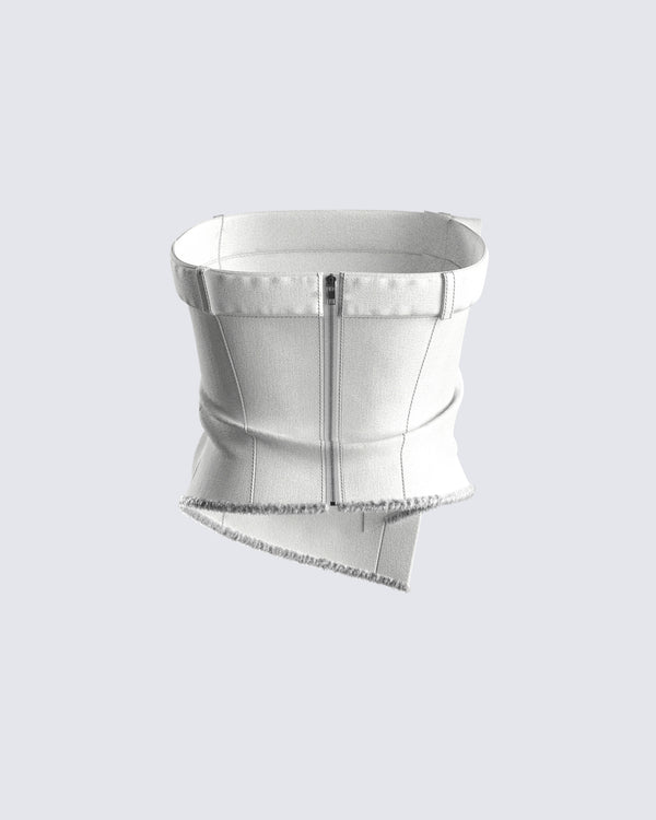 Finesse Anouk White Twill Strapless Top