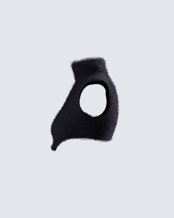 Finesse Ara Black Fuzzy Turtleneck Crop Top