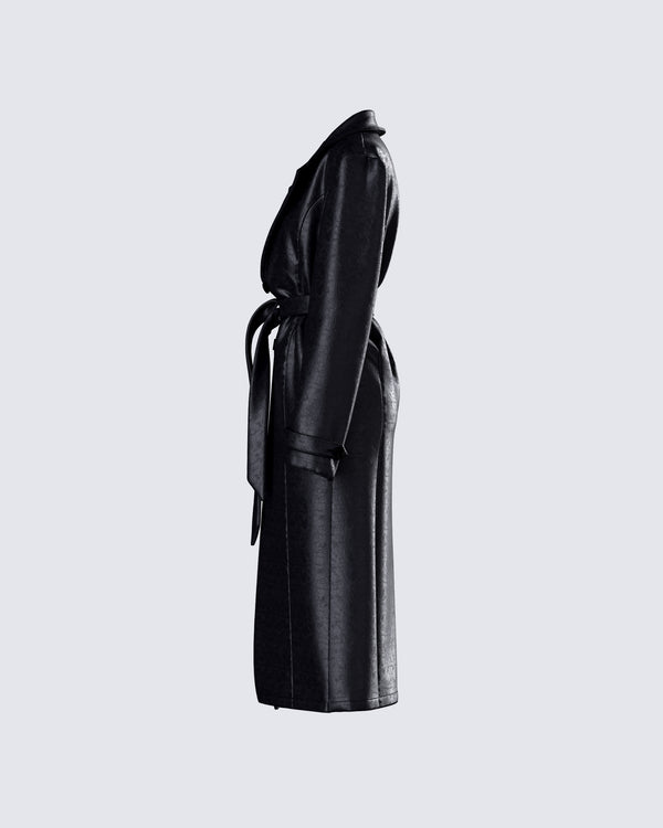 Finesse Ara Black Vegan Leather Coat