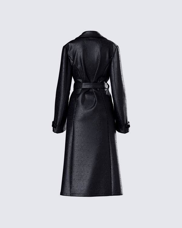 Finesse Ara Black Vegan Leather Coat