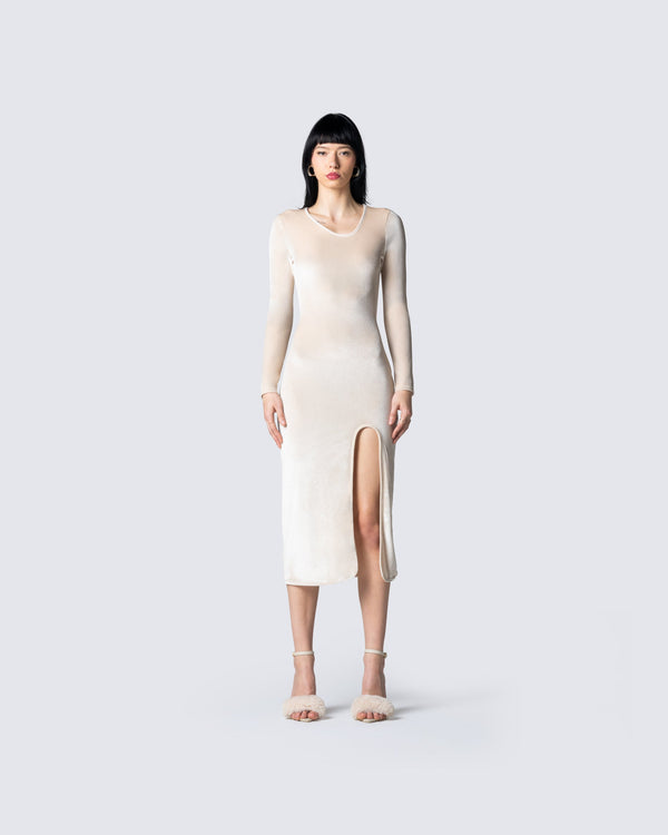 Finesse Ari Ivory Velvet Midi Dress