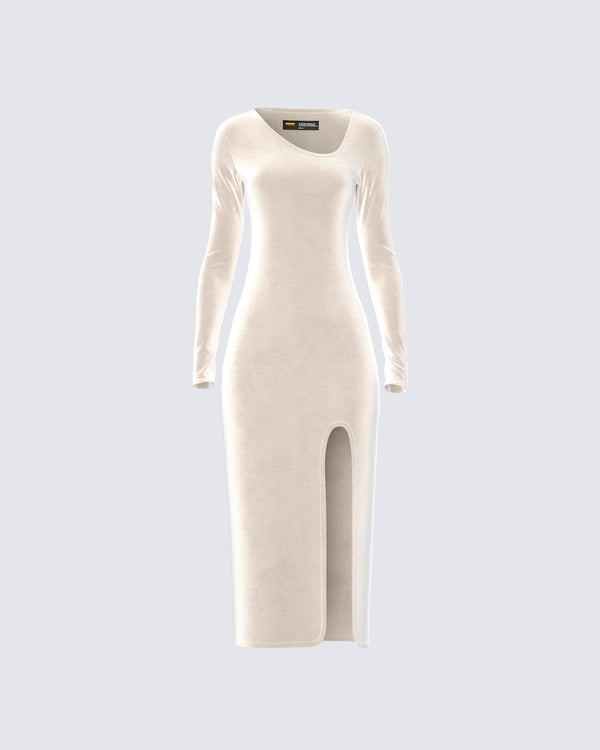 finesse Ari Ivory Velvet Midi Dress