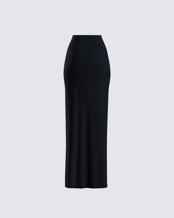 Finesse Aries Black Knit Maxi Skirt