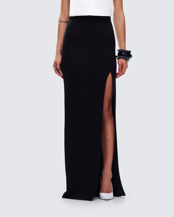 Finesse Aries Black Knit Maxi Skirt