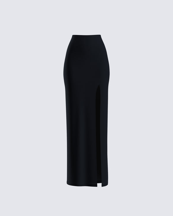 finesse Aries Black Knit Maxi Skirt