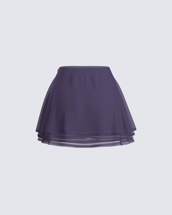 Finesse Arpana Charcoal Layered Mini Skirt