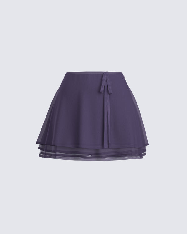 finesse Arpana Charcoal Layered Mini Skirt