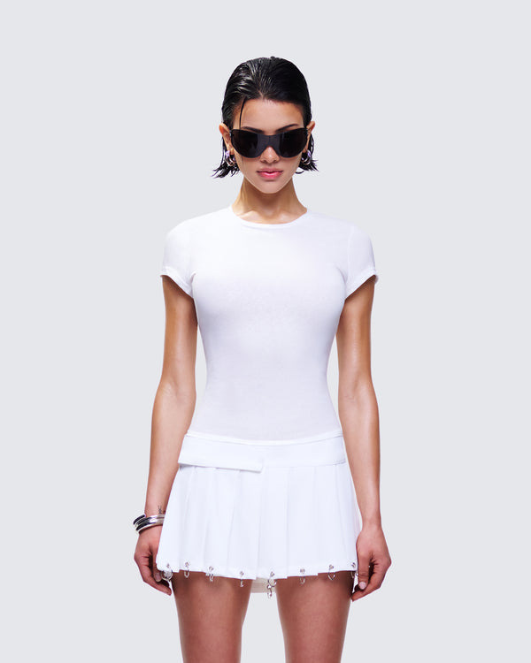 Finesse Asher White Slub Knit T Shirt Top