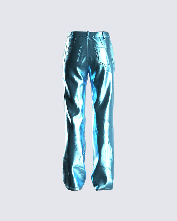 Finesse Asta Metallic Blue Trouser Pant