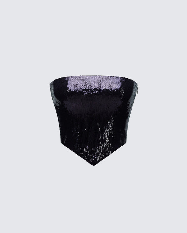 finesse Astraia Black Sequin Bandeau Top