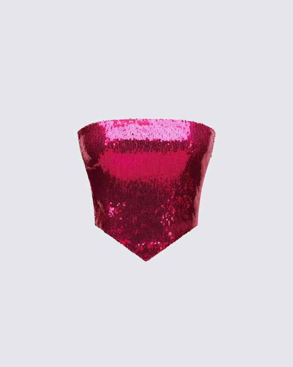 finesse Astraia Pink Sequin Bandeau Top