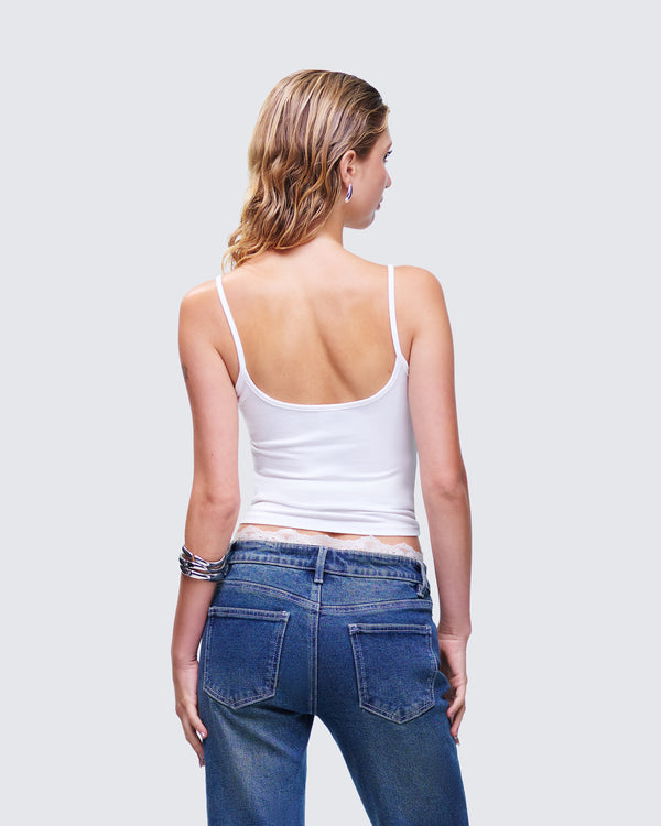 Finesse Atara White Slogan Cami Top