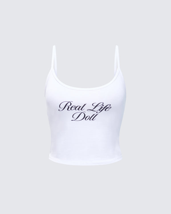 finesse Atara White Slogan Cami Top