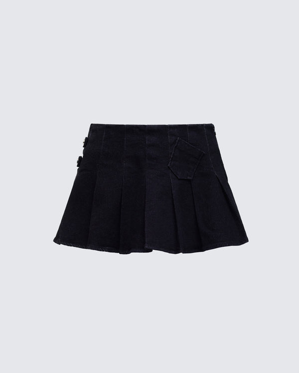 finesse Ataya Black Denim Micro Mini Skirt