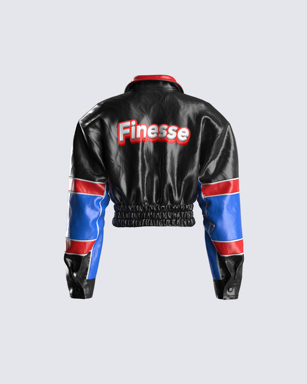 Finesse Atlas Black Vegan Leather Jacket