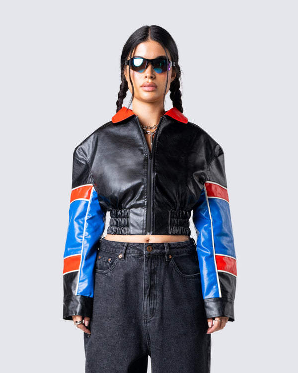 Finesse Atlas Black Vegan Leather Jacket