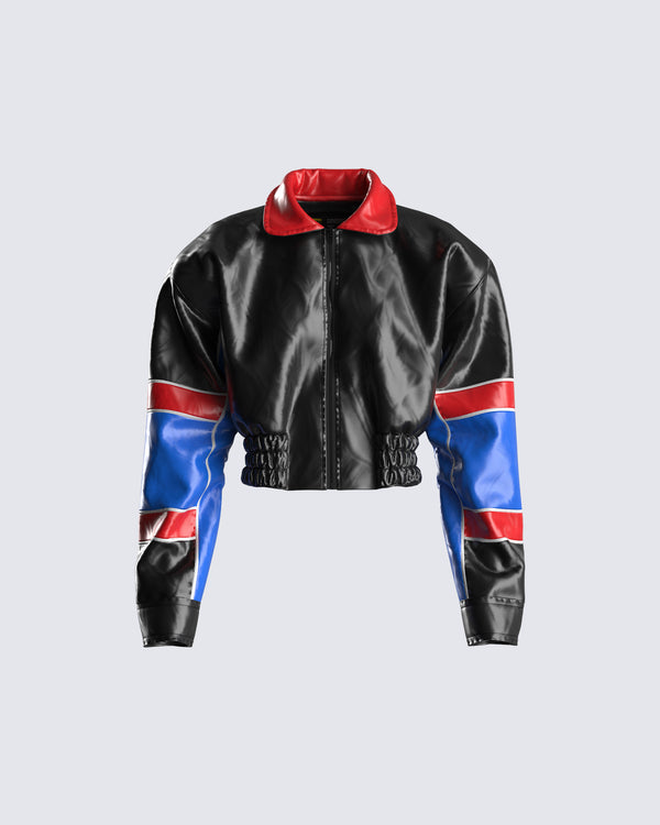 finesse Atlas Black Vegan Leather Jacket