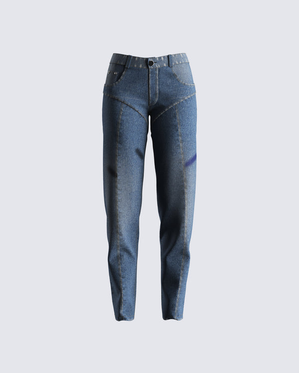 finesse Audrey Blue Mid Rise Jeans