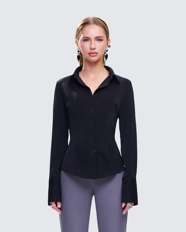 Finesse Avyanna Black Fitted Shirt