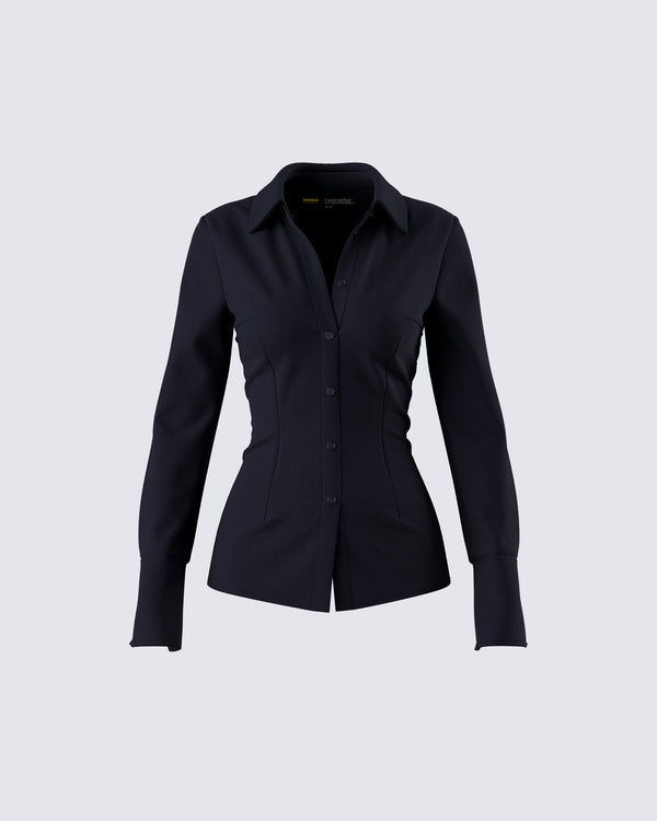 finesse Avyanna Black Fitted Shirt