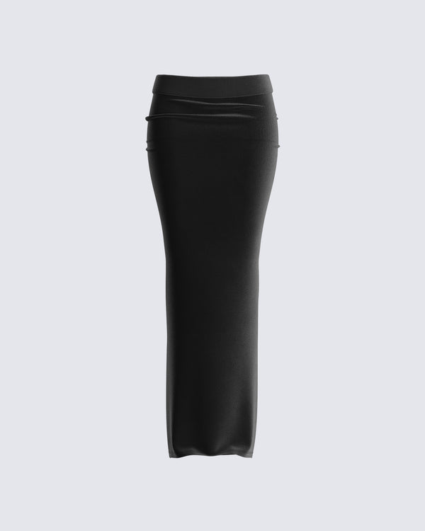 finesse Ayla Black Velvet Maxi Skirt