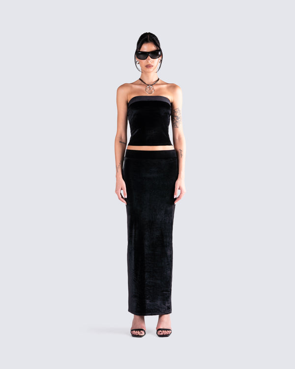 Finesse Ayla Black Velvet Tube Top