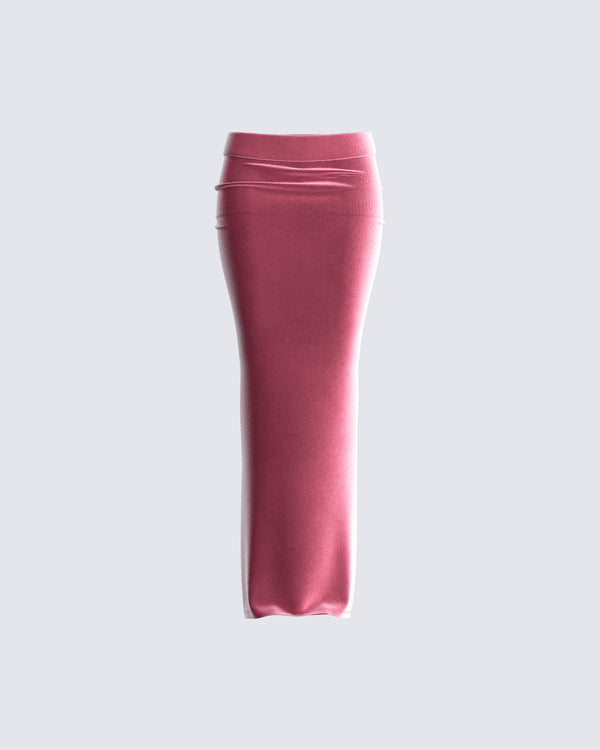 finesse Ayla Pink Velvet Maxi Skirt