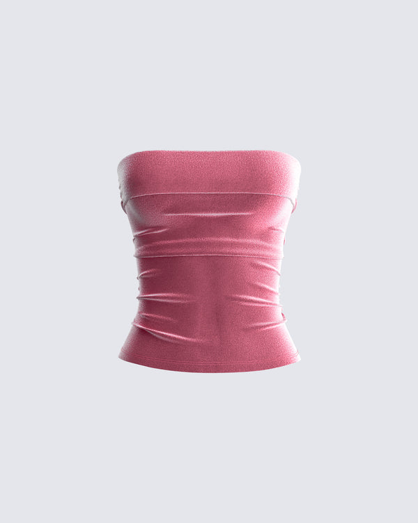 finesse Ayla Pink Velvet Tube Top