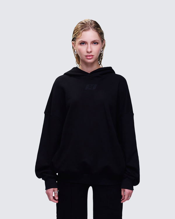 Finesse Azariah Black Oversized Hoodie Top