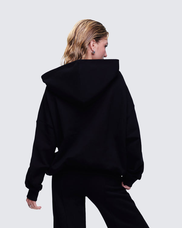 Finesse Azariah Black Oversized Hoodie Top